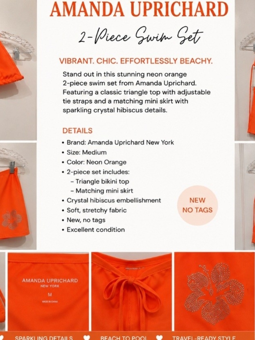 Amanda Uprichard New York 2-Piece Swim Set – New Without Tags (NWOT) – Size Med